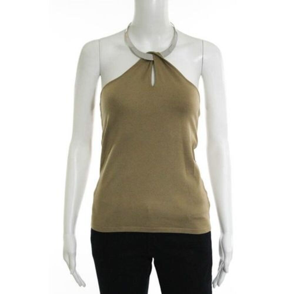 RALPH LAUREN BLACK LABEL Knit Metal Brace Halter Top Sz L